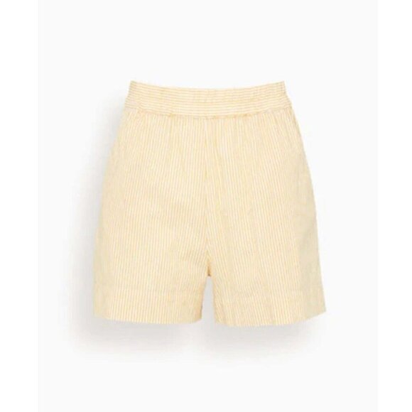 Xirena Womens Medium Yellow Butter Stripe Caysen Shorts High Waisted 100% Cotton - Picture 3 of 9